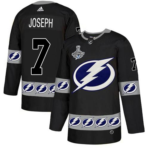 Men Adidas Tampa Bay Lightning #7 Mathieu Joseph Black Authentic Team Logo Fashion 2020 Stanley Cup Champions Stitched NHL Jersey->tampa bay lightning->NHL Jersey